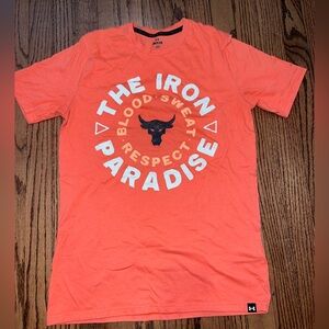 Under Armour Men's Orange Graphic T-Shirt project rock shirt rare S